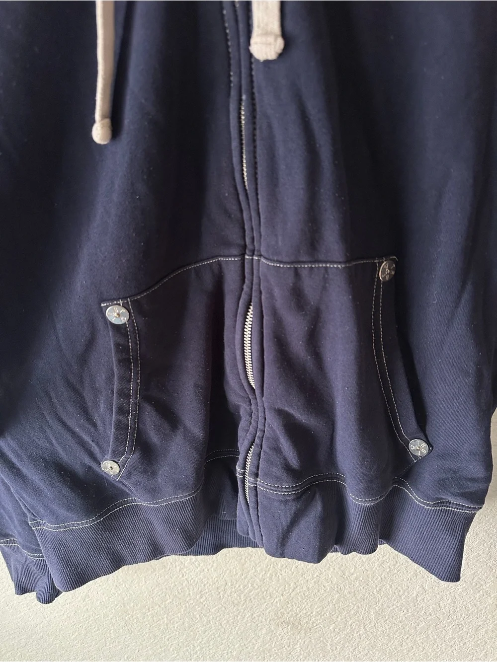 True Religion Full Zip Hoodie Navy Graphic Logo Sweatshirt Men’s Large